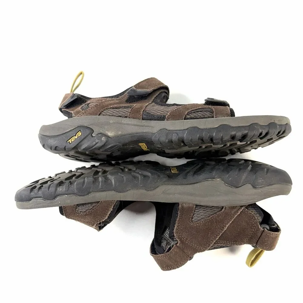 TEVA Katavi 4144 Brown Leather Water Hiking Sport Sandal Adjustable Mens Size 12